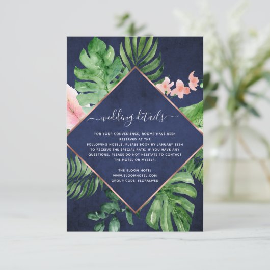 Navelgegevens over tropische palmWaterverf marinev Kaart (Staand voorkant)