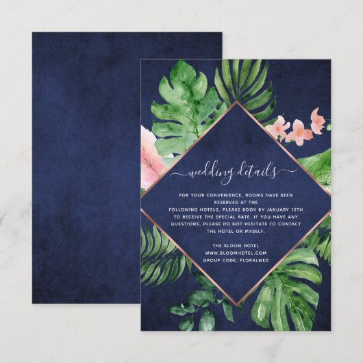 Navelgegevens over tropische palmWaterverf marinev Kaart (Voorkant / Achterkant)