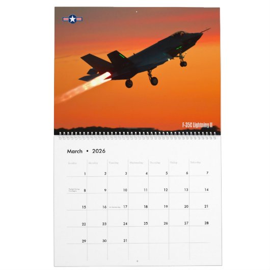 NAVERBRANDER! - Amerikaanse militaire straaljagers Kalender (Mar 2026)