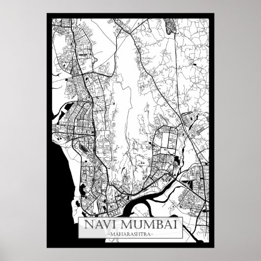 Navi Mumbai Maharashtra Map Poster (Voorkant)