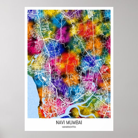 Navi Mumbai Maharashtra Stadskaart Poster (Voorkant)