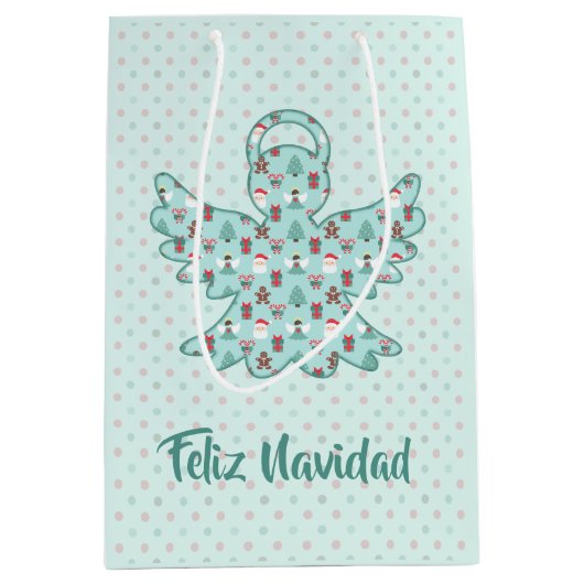 Navidad Angel Cutout Medium Cadeauzakje (Voorkant)
