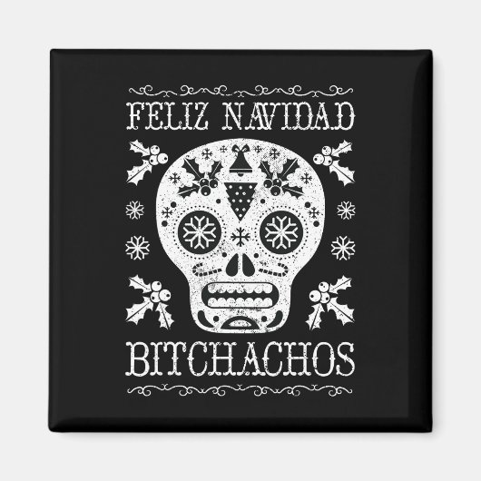 Navidad Bitchachos Grappige Kerstmis Schedel Meme  Magneet (Voorkant)