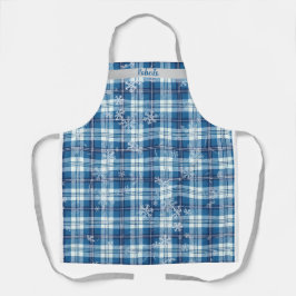  Navidad Elegante Cuadriculado Azul  Schort