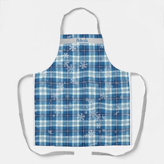 Navidad Elegante Cuadriculado Azul Schort (Voorkant)