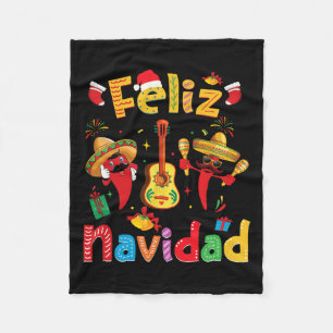 Navidad Mexicaanse Fiesta Hot Pepper Gitaar Xmas O Fleece Deken