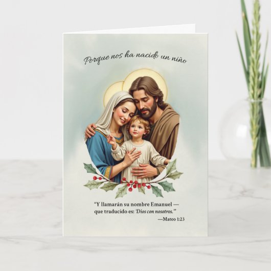 Navidad Religiosa La Sagrada Familia y Dios Kaart (Voorkant)