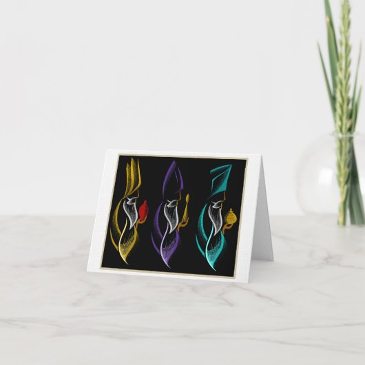 Navidad Reyes Magos estilo bordado Feestdagen Kaart (Voorkant)