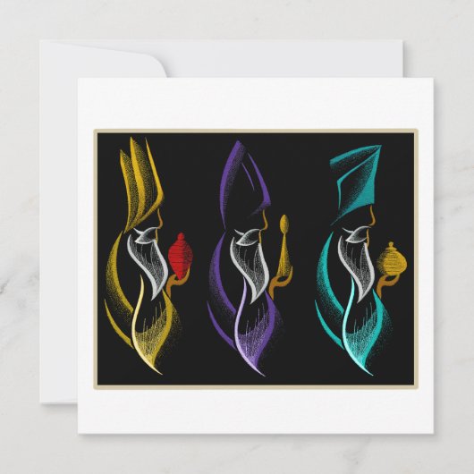 Navidad Reyes Magos estilo bordado Feestdagenkaart (Voorkant)