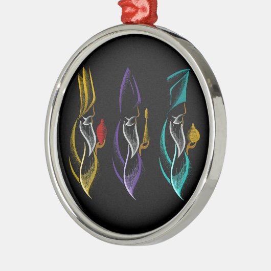 Navidad Reyes Magos estilo bordado Metalen Ornament (Links)