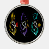 Navidad Reyes Magos estilo bordado Metalen Ornament (Voorkant)