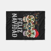 Navidad Sugar Skulls Rendier Santa Mexicaanse Chri Fleece Deken (Voorkant (Horizontaal))