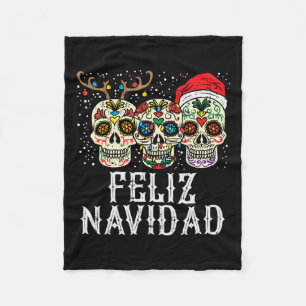 Navidad Sugar Skulls Rendier Santa Mexicaanse Chri Fleece Deken