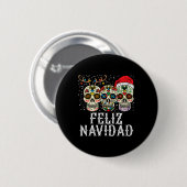 Navidad Sugar Skulls Rendier Santa Mexicaanse Chri Ronde Button 5,7 Cm (Voorkant /achterkant)