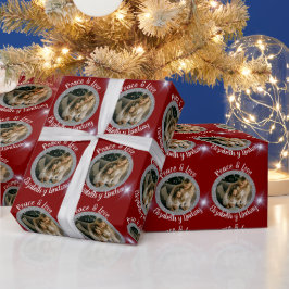 Navidades de fotografía de plata redonda y rojo de cadeaupapier