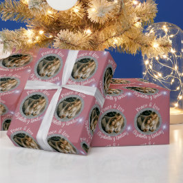 Navidades fotografía de plata redonda y oro Rosa d Cadeaupapier