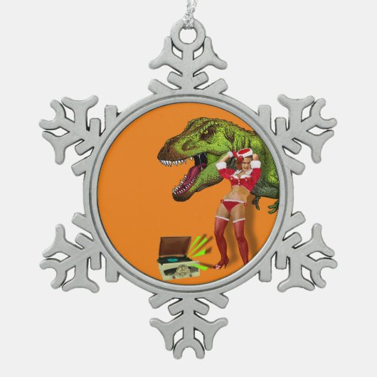 Navideña Jurásica Tin Sneeuwvlok Ornament (Voorkant)