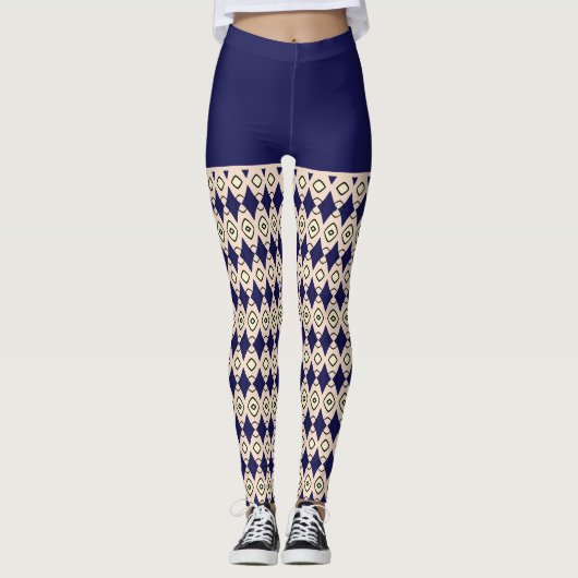 Navie blue Tribal Pattern Leggings (Voorkant)