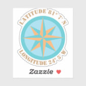 Navigatie in het Latitude Longitude Compass-Roos t Sticker (Vel)