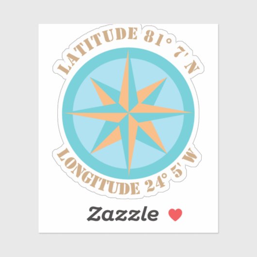 Navigatie in het Latitude Longitude Compass-Roos t Sticker (Vel)