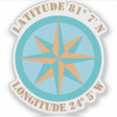 Navigatie in het Latitude Longitude Compass-Roos t Sticker (Voorkant)