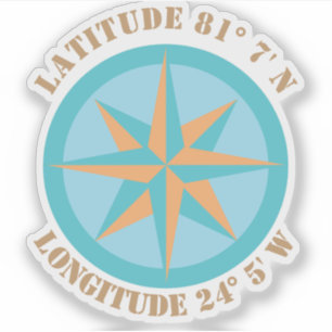 Navigatie in het Latitude Longitude Compass-Roos t Sticker