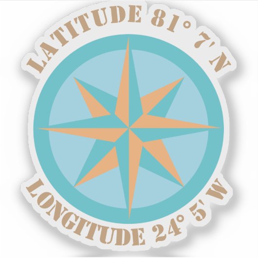 Navigatie in het Latitude Longitude Compass-Roos t Sticker (Voorkant)