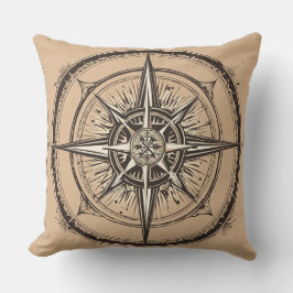 "Navigatiecharme: kompas bedrukt kussen" Kussen