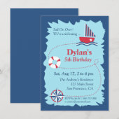 Navigatiekaart, Nautical Birthday Party Kaart (Voorkant / Achterkant)