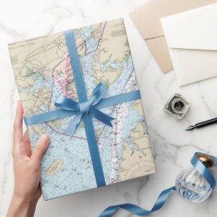 Navigatiekaart van Nautical Chesapeake Bay Mariner Cadeaupapier