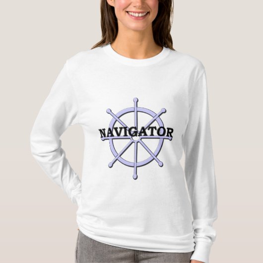 Navigator Ship Wheel Dames Lange hoes T-shirt (Voorkant)