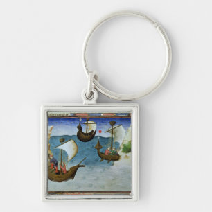 Navigators die een astrolabium gebruiken sleutelhanger