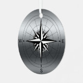 Navigeer door je herinneringen: Compass Roos Trave Metalen Ornament (Voorkant links)