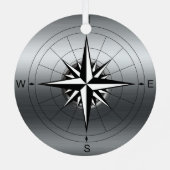 Navigeer door je herinneringen: Compass Roos Trave Metalen Ornament (Achterkant)