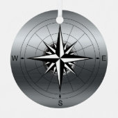 Navigeer door je herinneringen: Compass Roos Trave Metalen Ornament (Voorkant)