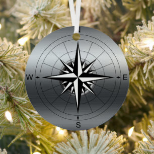 Navigeer door je herinneringen: Compass Roos Trave Metalen Ornament