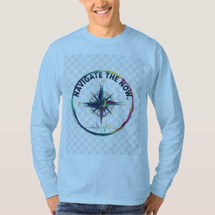 Navigeer het Nu Abstract Kompas Multi-Kleur Gr T-shirt