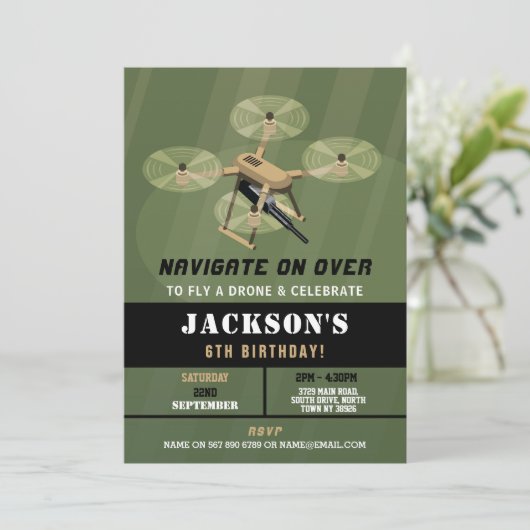 Navigeren Drone Leger Verjaardag Camouflage Kaart (Staand voorkant)