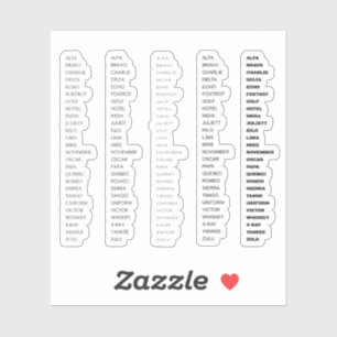 NAVO-alfabet met woorden Sticker