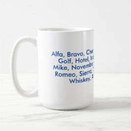 "NAVO" fonetisch alfabet, Alfa naar Zulu Koffiemok