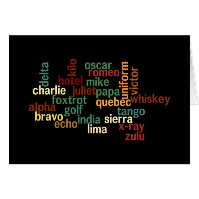 NAVO-fonetisch alfabet (donkere achtergrond) (Voorkant Horizontaal)