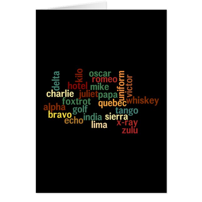 NAVO-fonetisch alfabet (donkere achtergrond) (Voorkant)