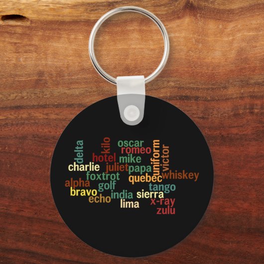 NAVO-fonetisch alfabet (donkere achtergrond) Sleutelhanger (Voorkant)
