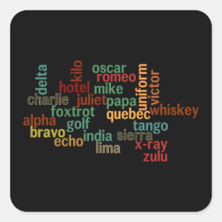 NAVO-fonetisch alfabet (donkere achtergrond) Vierkante Sticker