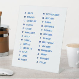 NAVO fonetisch alfabet grafiek - Tactische A-Z cod Reclamebord Met Voetstuk