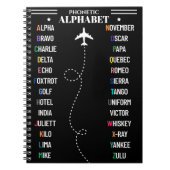 NAVO Fonetisch Alfabet & Vliegtuig, Cool Aviation Notitieboek (Voorkant)