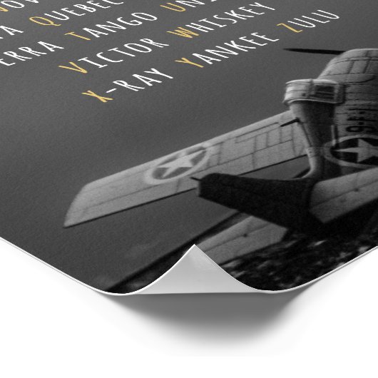 NAVO-fonetisch alfabet, vliegtuigmuur-kunst Poster (Hoek)