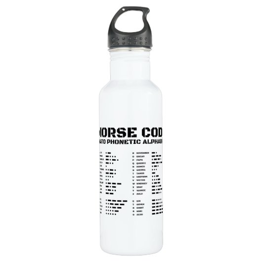NAVO Phonetic Alphabet & Morse Code Zwart-wit Waterfles (Voorkant)