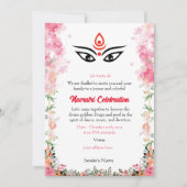 Navratri Durga Puja Viering Bloemen Kleurrijk Kaart (Voorkant)