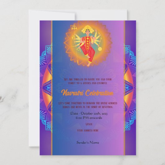 Navratri Durga Puja Viering Chakra Mandala Kaart (Voorkant)